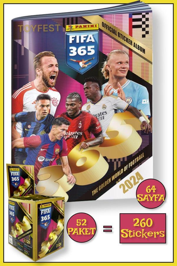 Panini Fifa 365 2024 Futbolcu Stickers Kartları Albümü Dergisi + 52 Paket ( 260 Stickers ) - Image 1