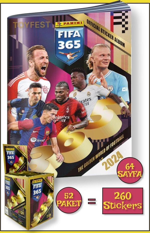 Panini Fifa 365 2024 Futbolcu Stickers Kartları Albümü Dergisi + 52 Paket ( 260 Stickers ) - Image 1