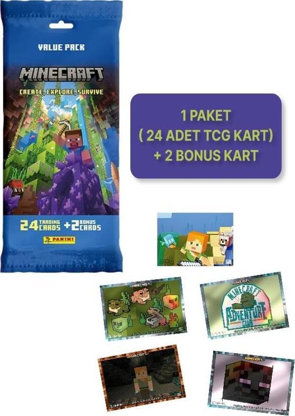 Panini Minecraft Create Explore Survive Trading Card - Fat Pack Kartı + 1 PAKET ( 26 Kart ) - Image 1