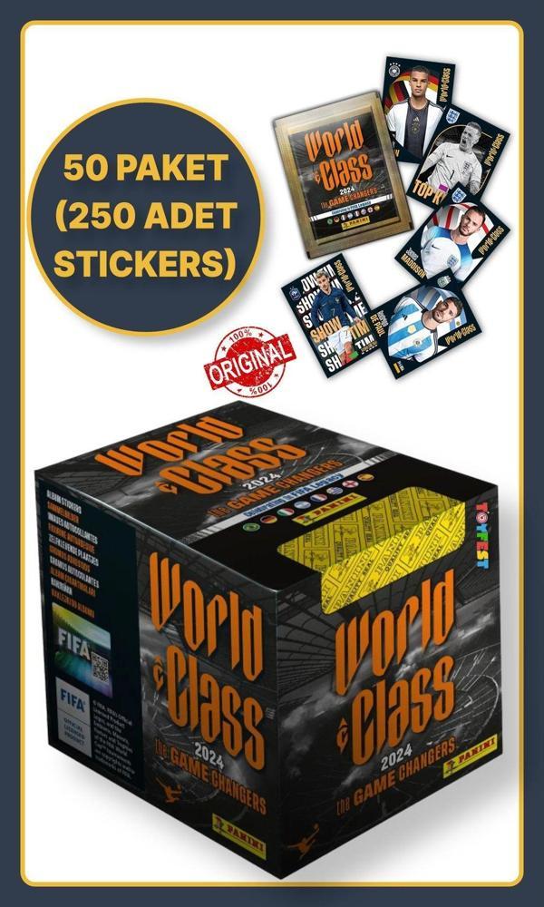 Panini Fifa World Class Koleksiyon Futbolcu 2024 Sticker Çıkartmaları + 50 Paket (250 Adet Sticker) - Image 1