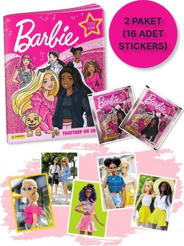 Panini Barbie Sticker Collection Album - Barbie Sticker Albümü +  1 Poster + 2 PAKET ( 16 Stickers ) - Image 1