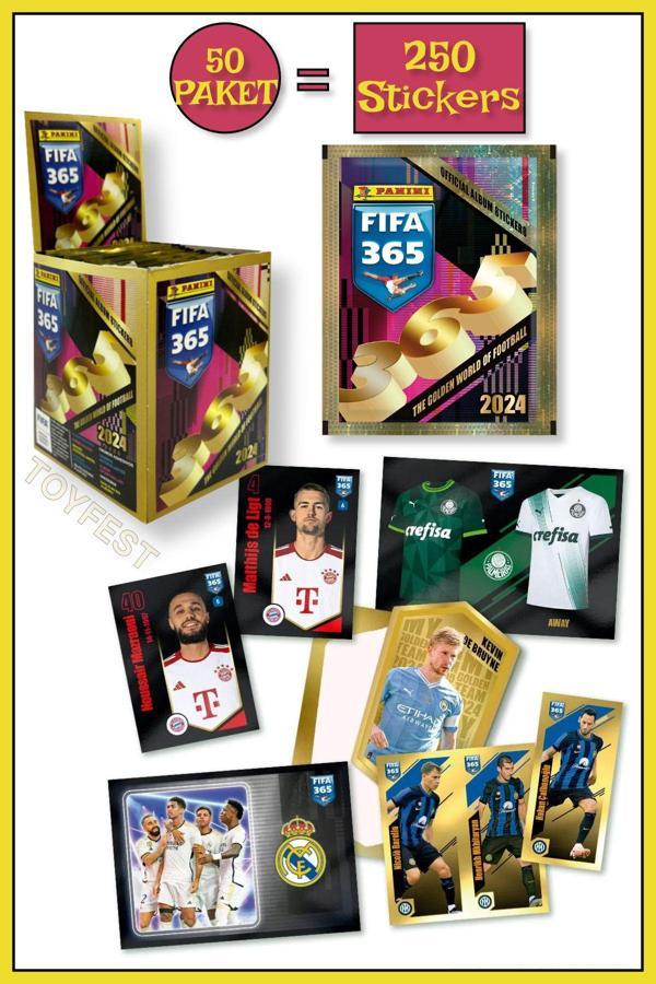 Panini Fifa 365 2024 Futbolcu Stickers Kartları - 50 Paket  250 Stickers - Image 1