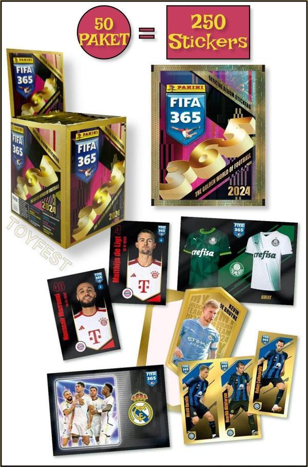 Panini Fifa 365 2024 Futbolcu Stickers Kartları - 50 Paket  250 Stickers - Image 1