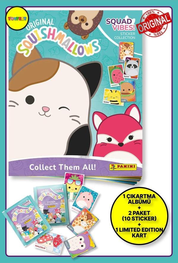 Panini Squishmallows Sticker Çıkartma Albüm Dergisi + 2 Paket (10 Adet Sticker)+ 1 Adet Limited Kart - Image 1