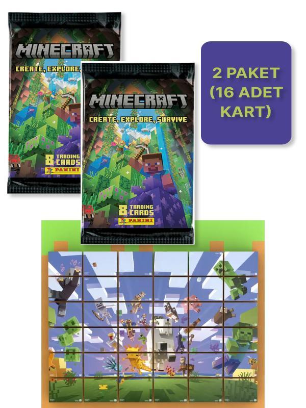Panini Minecraft Create Explore Survive Trading Card - Minecraft Kartı + 2 PAKET ( 16 Kart ) - Image 1