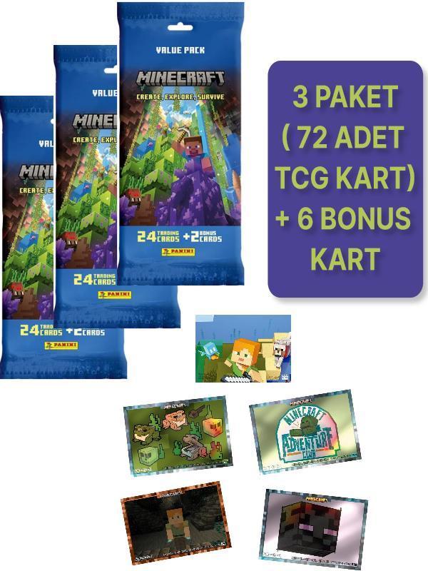 Panini Minecraft Create Explore Survive Trading Card - Fat Pack Kartı + 3 PAKET ( 78 Kart ) - Image 1