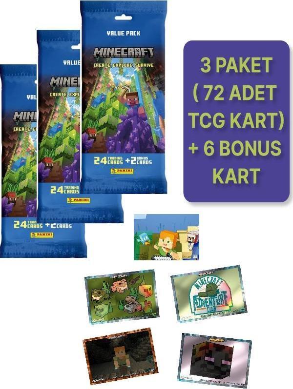 Panini Minecraft Create Explore Survive Trading Card - Fat Pack Kartı + 3 PAKET ( 78 Kart ) - Image 1