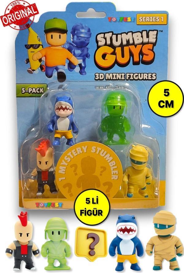 Stumble Guys Seri 1 - 3D Mini 1 i Sürpriz olan 5 li Figür Seti - Megalodon Punk Army Man Hatshepsut - Image 1