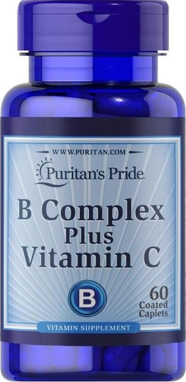 Puritan's Pride B Complex Plus Vitamin C 500 Mg 60 Tablet - Image 1