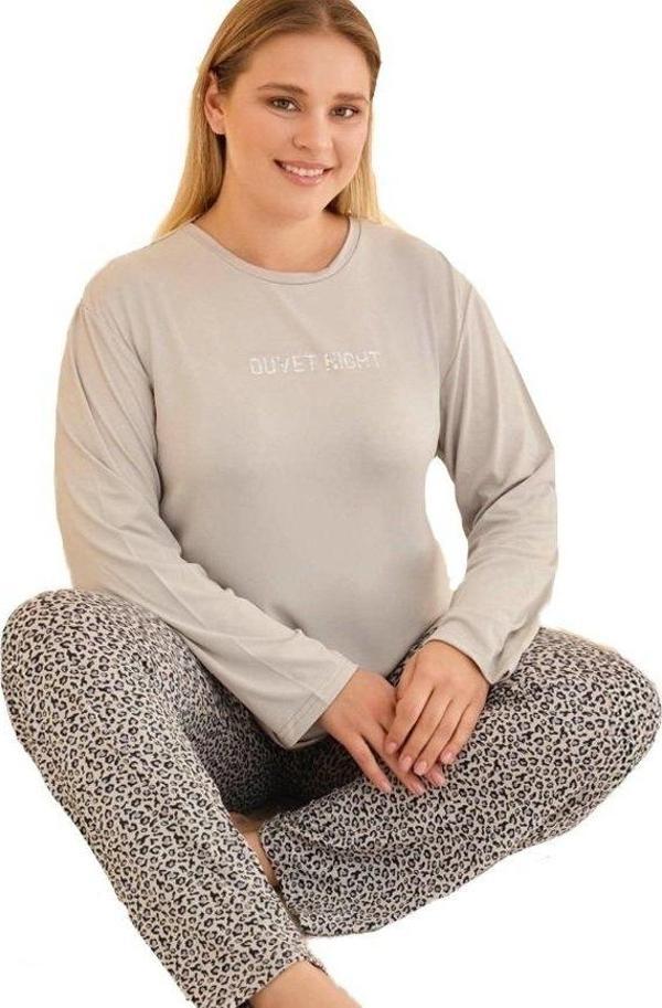 AMARA %100 Pamuklu Büyük Beden Kadın Pijama Takımı 3XL-5XL Uzun Kollu Doğal Kumaş Rahat Kesim - Image 1