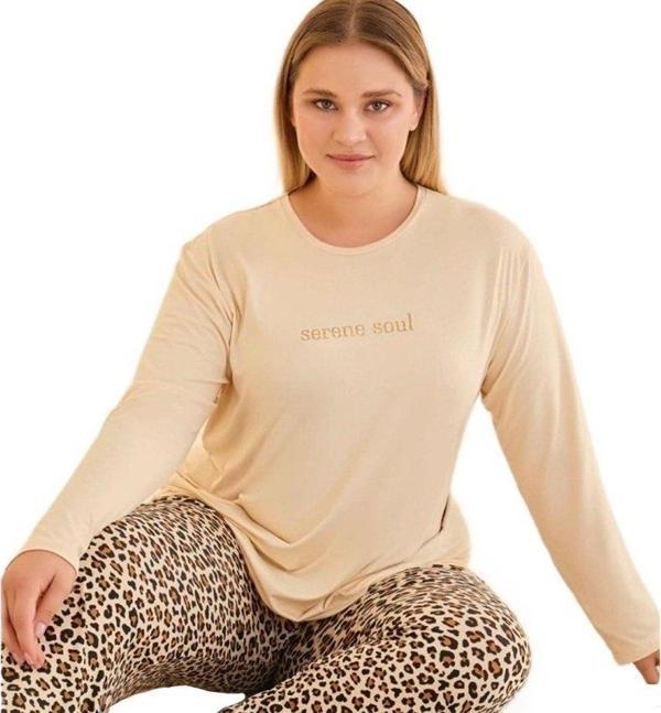 CALMORA %100 Pamuklu Kadın Büyük Beden Pijama Takımı Uzun Kollu Rahat Kalıp 3XL-5XL - Image 1