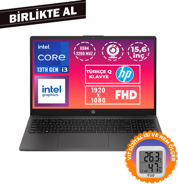 HP 250 G10 i3-1315U 16GB 1TB SSD 15.6" FHD W11P + VIT Termometre B2NC3ES 026 - Image 1