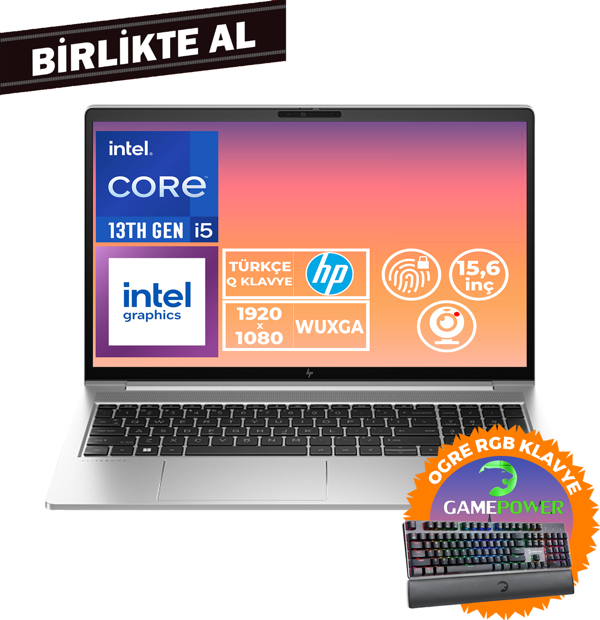 HP EliteBook 650 G10 i5-1335U 32GB 1TB SSD 15.6" FHD W11P + Gaming Klavye B2PK5ES 046 - Image 1