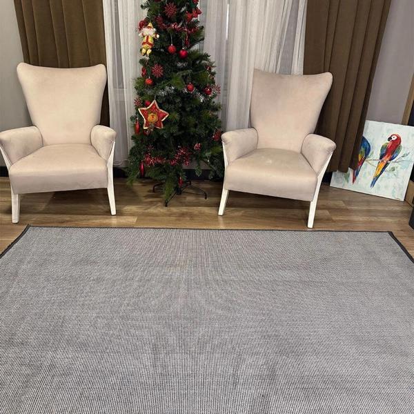 Hoom Rugs Kilim Gri Kaymaz Tabanlı Yıkanabilir Düz Renk Kilim - Image 1