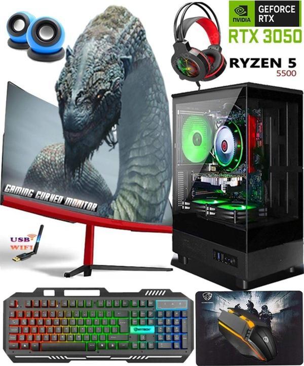 Apphirex Tc11 Ryzen 5 5500 32Gb Ram 512Gb M2 Ssd Rtx3050 Gddr6 23.6'' Curved Oyuncu Masaüstü Bilgisayar - Image 1