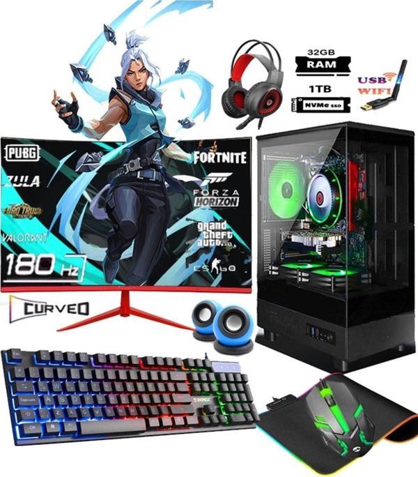 Apphirex Tc087 Ryzen 7 5700X 32Gb 1Tb M.2 Nvme Ssd Rx580 8Gb 24'' 180Hz Curved Masaüstü Oyuncu Bilgisayarı - Image 1