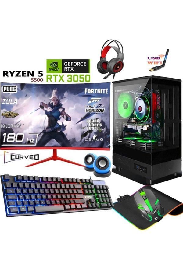 Apphirex Tc65 Ryzen 5 5500 32Gb Ram 512Gb Nvme M2 Ssd Rtx3050 Gddr6 24’’ 180Hz Oyuncu Masaüstü Bilgisayar - Image 1