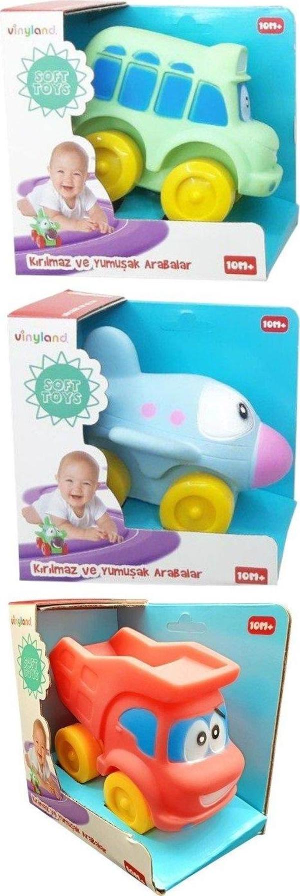 Güvenli ve Kırılmaz: Bebeklerin Yeni Favorisi 3'lü Yumuşak Oyuncak Araba Seti - Image 1