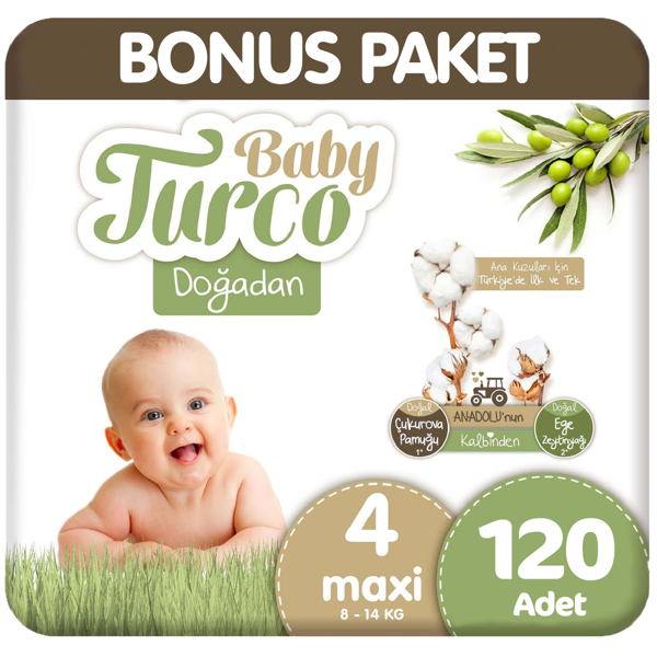 Baby Turco Doğadan Bonus Paket Bebek Bezi 4 Beden 120 Adet - Image 1
