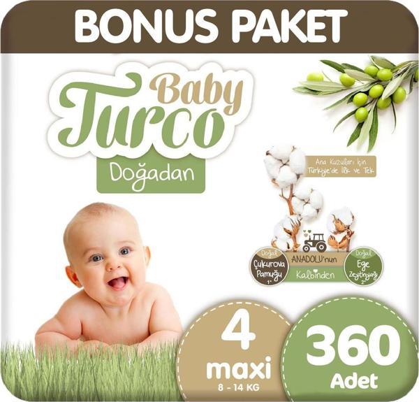 Baby Turco Doğadan Bonus Paket Bebek Bezi 4 Beden 120x3 360 Adet - Image 1