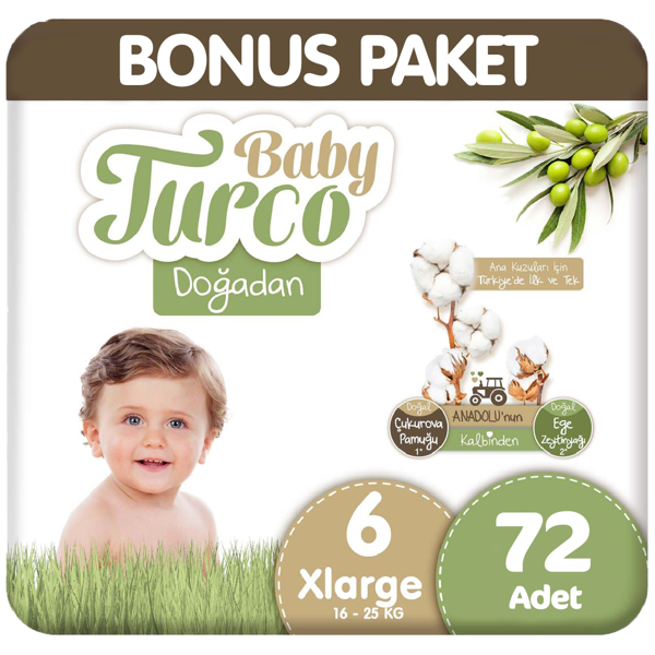 Baby Turco Doğadan Bonus Paket Bebek Bezi 6 Beden 72 Adet - Image 1