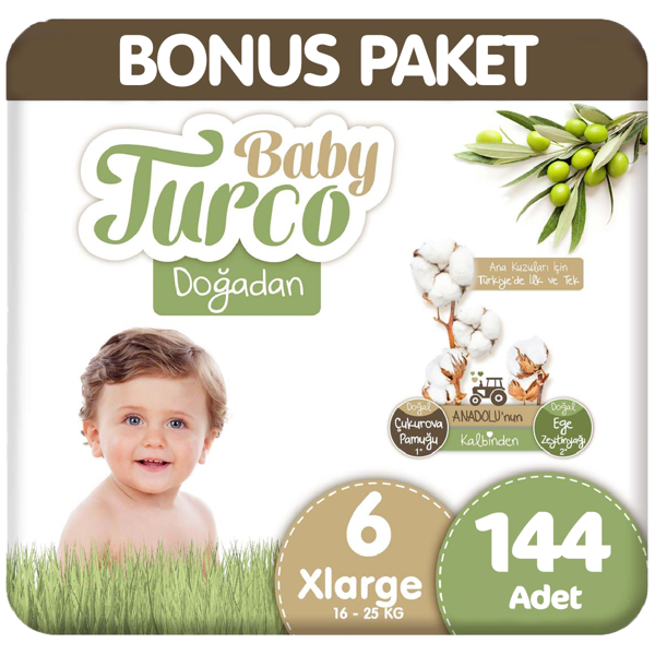 Baby Turco Doğadan Bonus Paket Bebek Bezi 6 Beden 72x2 144 Adet - Image 1