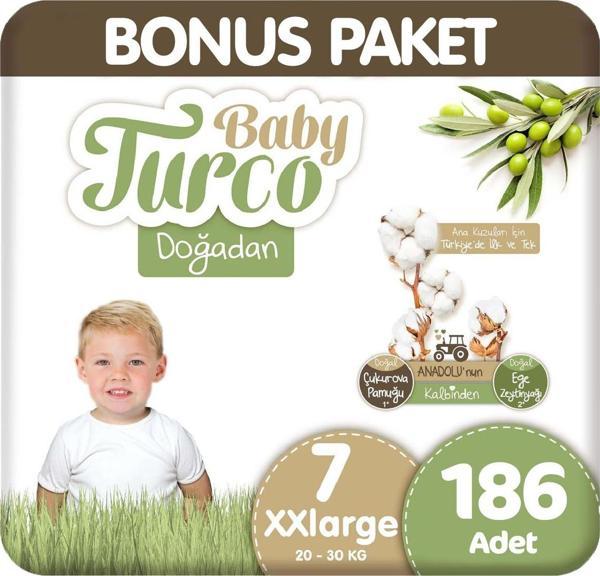 Baby Turco Doğadan Bonus Paket Bebek Bezi 7 Beden 62x3 186 Adet - Image 1