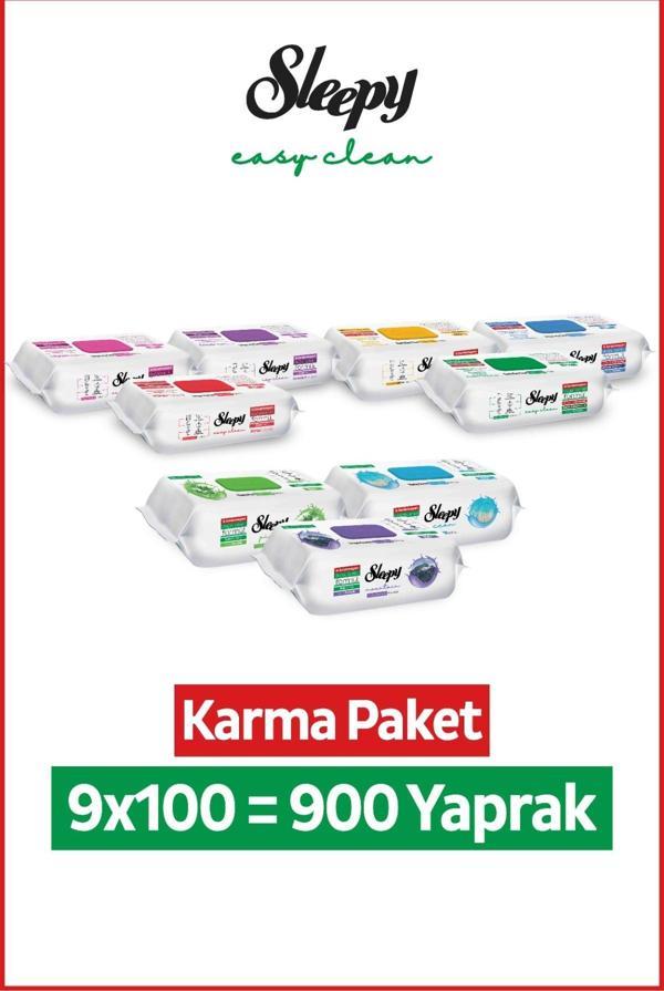 Sleepy Easy Clean Yüzey Temizlik Havlusu & Mendili 9x100 Karma Paket - Image 1