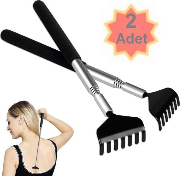 2 Adet Teleskobik Sırt Kaşıyıcı Metal Kaşağı Kaşıma Aleti Uzayan Sırt Kaşıma Aparatı - Image 1