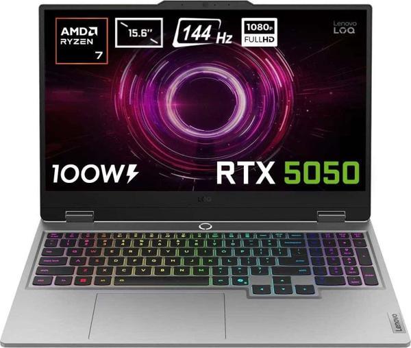 Lenovo LOQ 15AHP10 AMD Ryzen 7-250 24GB DDR5 1TB SSD RTX5050 8GB 100W 15.6 inç Full HD 144Hz IPS FreeDos Gaming Laptop (83JG006ATR) - Image 1