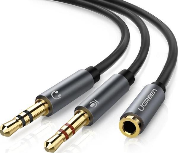 Ugreen 3.5mm Kulaklık ve Mikrofon Birleştirici Y Kablo Siyah - Image 1