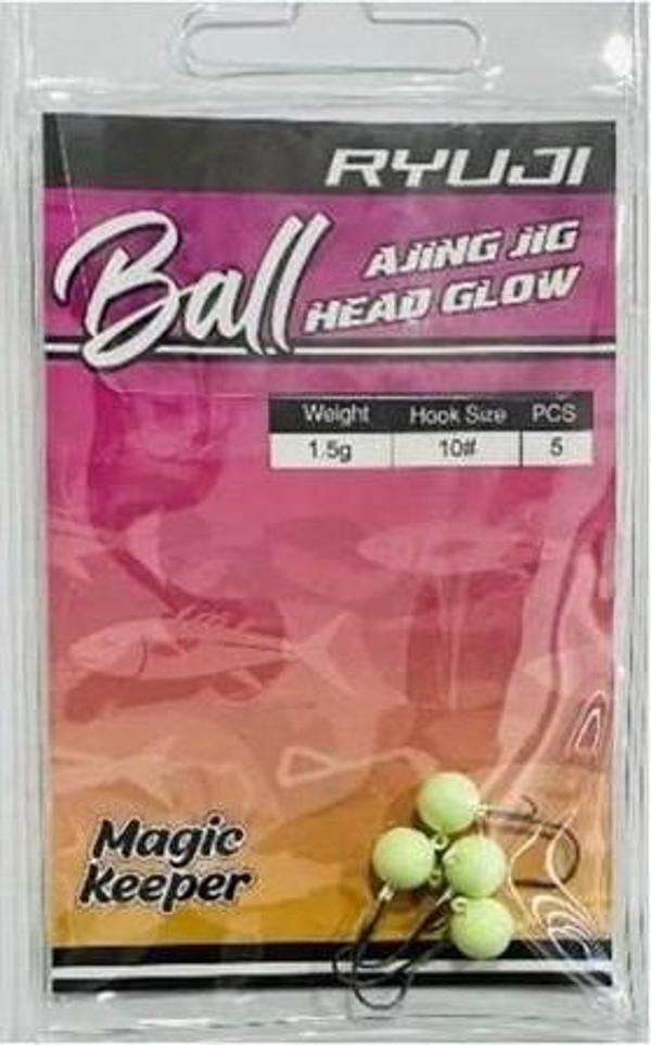 Ryuji Ball Ajing Glow Jighead 5 Adet 10 No 1.5gr - Image 1
