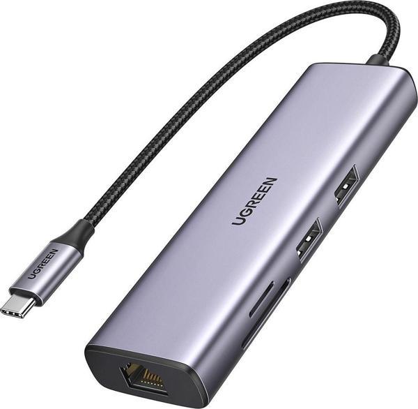 Ugreen HDMI 1000Mbps Gigabit Ethernet Kart Okuyucu USB Çoklayıcı Hub Adaptör - Image 1
