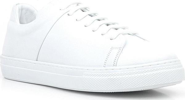 Beyaz Hakiki Deri Kadın Bağcıklı Sneaker Ayakkabı - Image 1