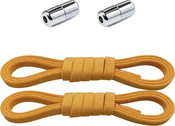 Ayarlanabilir 1 Çift Hardal Sarı Vidalı Kapsül Uçlu 6 MM Lastik Pratik Bağcık - Image 1