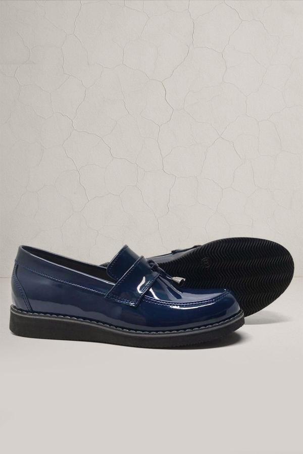 Rakerplus Lacivert Rugan Loafer Genç Okul Ayakkabısı - Image 1