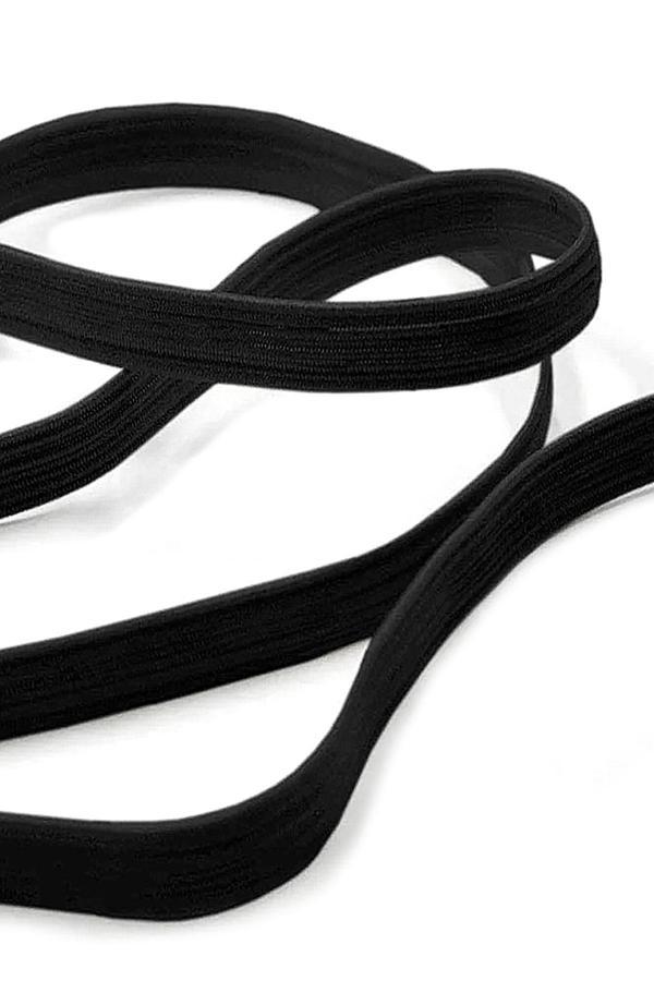Siyah 12 mm 5 mt Dayanıklı Sert Yassı Elastik Şerit Lastik - Image 1