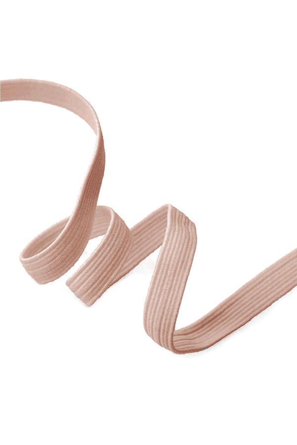 Pudra Renk 12 mm 5 mt Dayanıklı Sert Yassı Elastik Şerit Lastik - Image 1