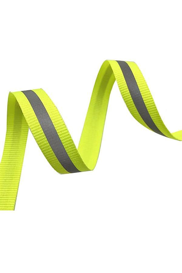 Neon Sarı Reflektörlü 10 mm 5 mt Yansıtıcı Dokuma Şerit Bant - Image 1