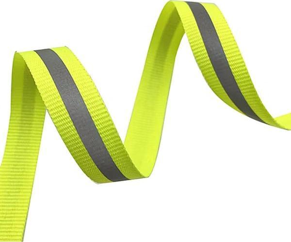 Neon Sarı Reflektörlü 10 mm 5 mt Yansıtıcı Dokuma Şerit Bant - Image 1