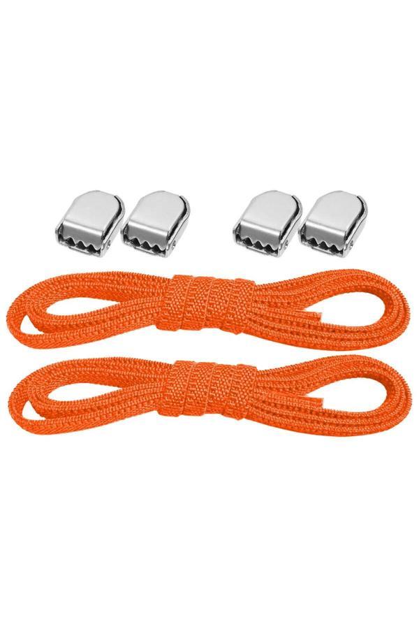 Akıllı Kilitli Ayarlanabilir 1 Çift Turuncu Neon 6 MM Lastik Pratik Bağcık - Image 1