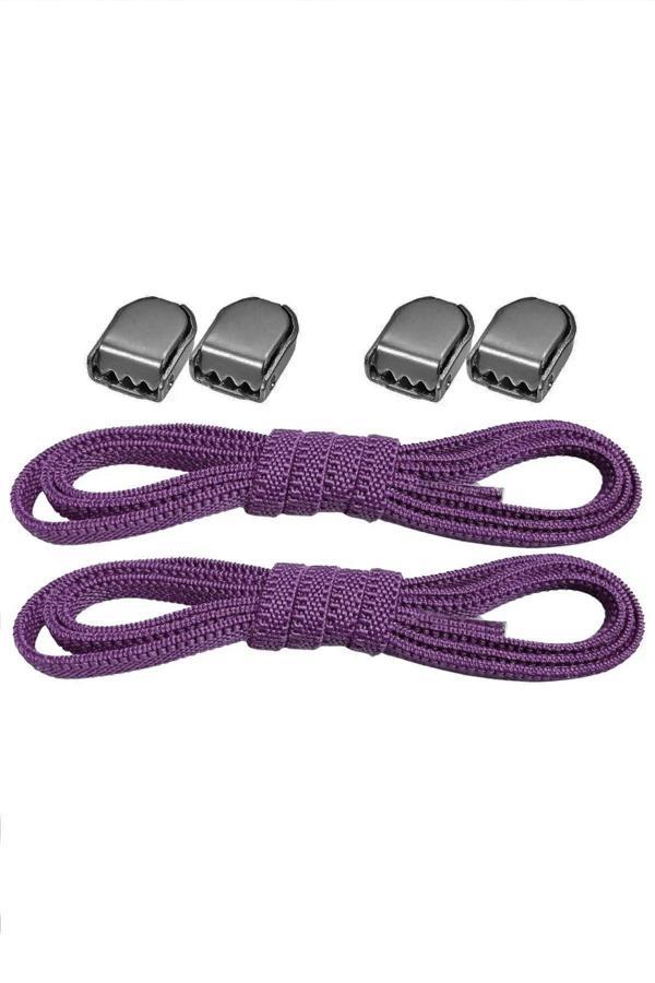 Akıllı Kilitli Ayarlanabilir 1 Çift Mor 6 MM Lastik Pratik Bağcık - Image 1
