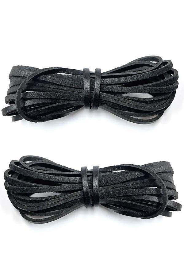 Hakiki Deri Siyah 5 MM 1 Çift 100 CM Ayakkabı Bağcığı - Image 1