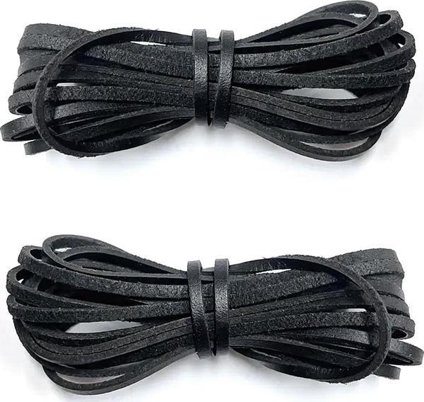 Hakiki Deri Siyah 5 MM 1 Çift 100 CM Ayakkabı Bağcığı - Image 1
