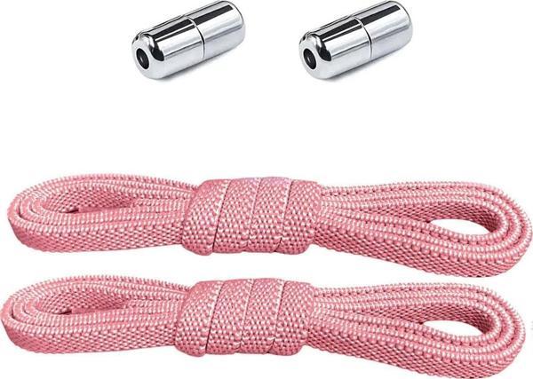 Ayarlanabilir 1 Çift Pembe Vidalı Kapsül Uçlu 6 MM Lastik Pratik Bağcık - Image 1