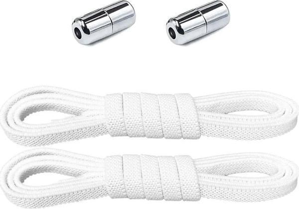 Ayarlanabilir 1 Çift Beyaz Vidalı Kapsül Uçlu 6 MM Lastik Pratik Bağcık - Image 1