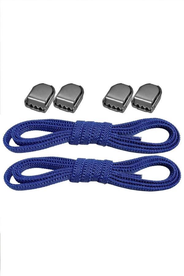 Akıllı Kilitli Ayarlanabilir 1 Çift Saks Mavisi 6 MM Lastik Pratik Bağcık - Image 1