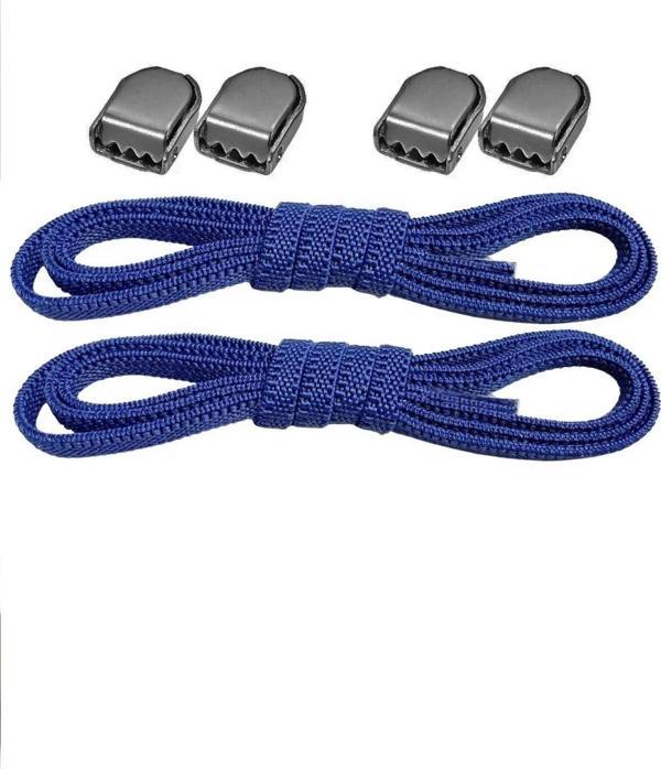 Akıllı Kilitli Ayarlanabilir 1 Çift Saks Mavisi 6 MM Lastik Pratik Bağcık - Image 1