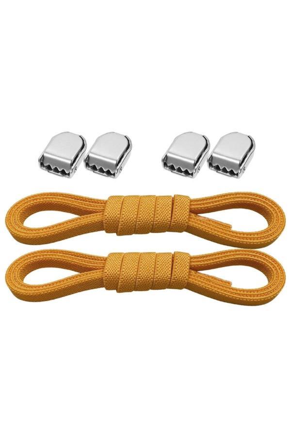 Akıllı Kilitli Ayarlanabilir 1 Çift Hardal Sarı 6 MM Lastik Pratik Bağcık - Image 1