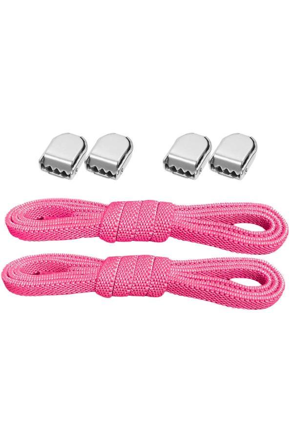 Akıllı Kilitli Ayarlanabilir 1 Çift Fuşya Pembe 6 MM Lastik Pratik Bağcık - Image 1